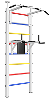 Шведская стенка Sv Sport враспор (Турник стандарт/Брусья) (высота 258-275см) 703 ( Белый) ( Разноцветные перекладины)