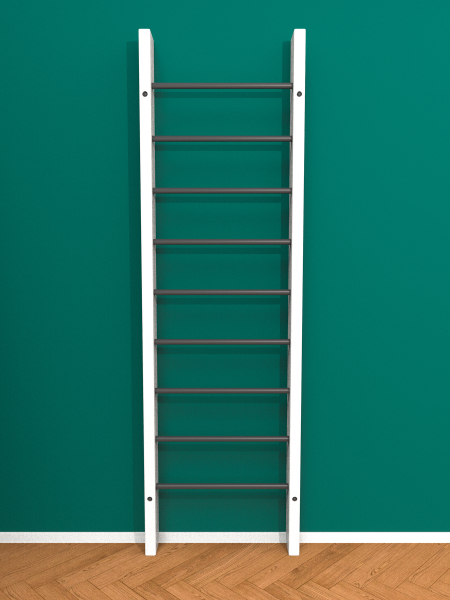 картинка Брашированная шведская стенка "Кастерли" Белый (Черные ступени) от магазина Лазалка