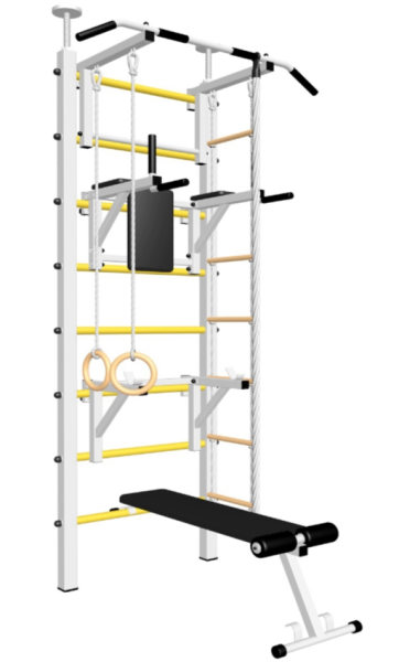 Шведская стенка Sv Sport враспор (Турник стандарт/Брусья/Стойка/Скамья/Канат/Кольца/Лестница) ( 275-295см) В 708 