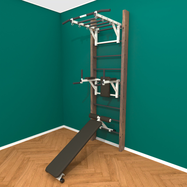 Брашированная шведская стенка "Кастерли" Классик РБС (Черные ступени)