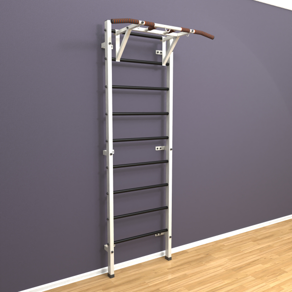 Шведская стенка «LittleSport» ПУ Белый черные ступени