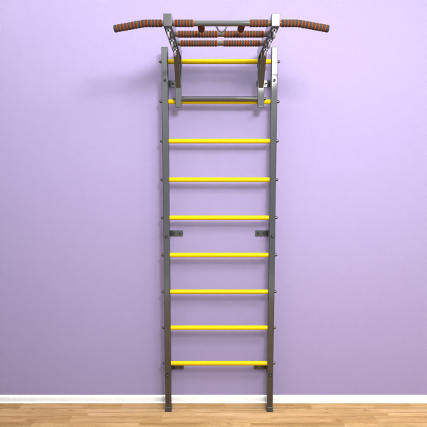 картинка Шведская стенка «LittleSport» Л Графит желтые ступени от магазина Лазалка