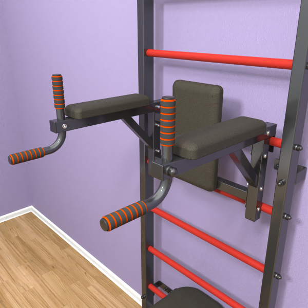 картинка Шведская стенка «LittleSport» ПУ 3.0 Графит красные ступени от магазина Лазалка