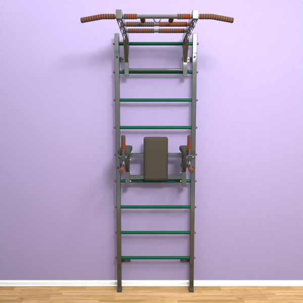 картинка Шведская стенка «LittleSport» Л 2.0 Графит зеленые ступени от магазина Лазалка