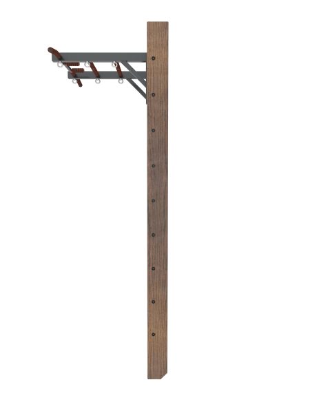 Брашированная шведская стенка "Кастерли" Классик с турником (Черные ступени)