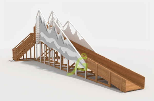 Зимняя деревянная горка "IgraGrad Snow Fox 12 м" с двумя скатами мод.5