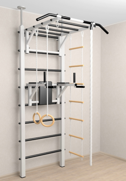 Шведская стенка Sv Sport враспор (Турник рукоход/Брусья/Канат/Кольца/Лестница)  (275-295 см) В723