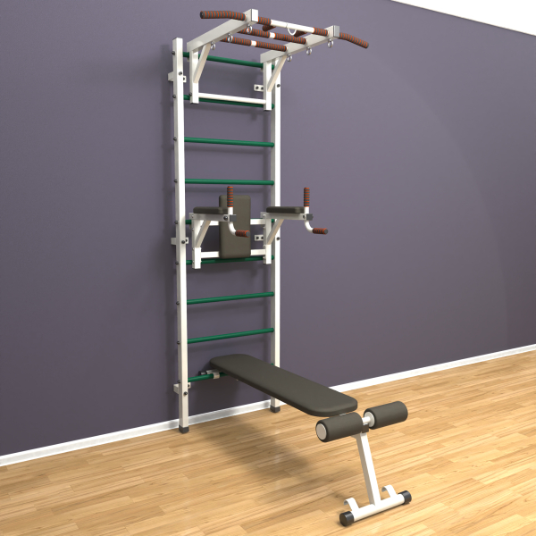 Шведская стенка «LittleSport» Л 3.0 Белый зеленые ступени