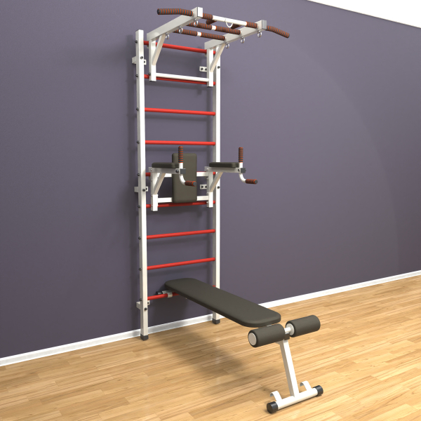 Шведская стенка «LittleSport» Л 3.0 Белый красные ступени