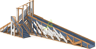 Зимняя деревянная горка "IgraGrad Snow Fox 12 м" с двумя скатами мод.4