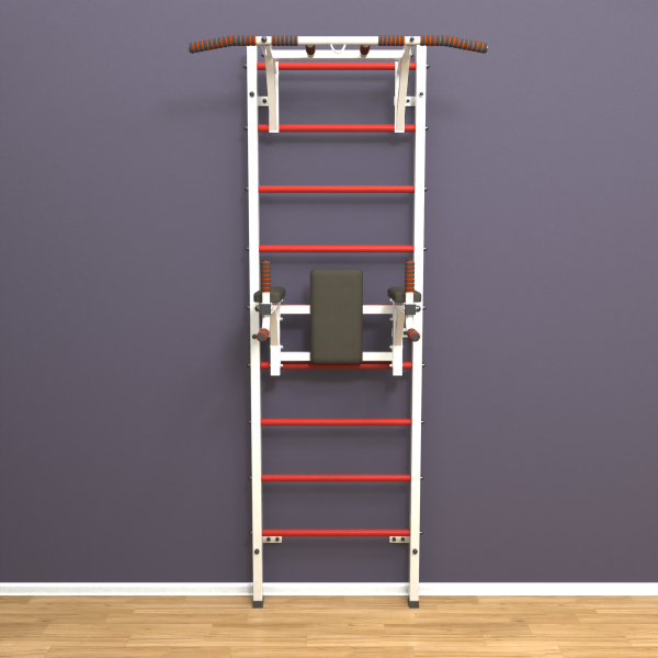 Шведская стенка «LittleSport» ПУ 2.0 Белый красные ступени
