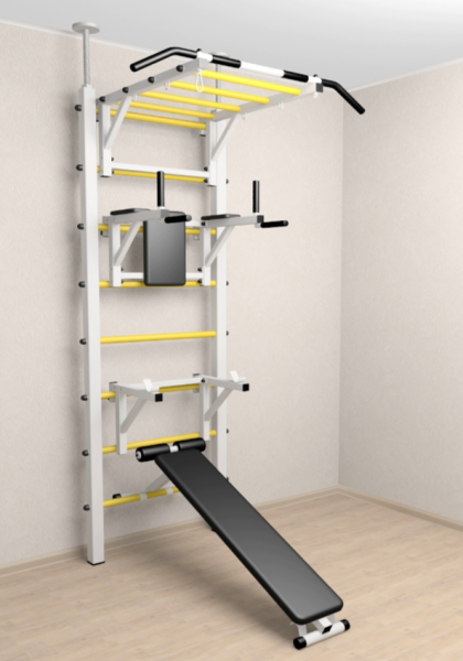 Шведская стенка Sv Sport враспор (Турник рукоход/Брусья/Стойка/Скамья) (275-295 см) В726