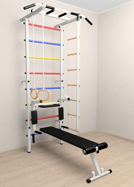 Шведская стенка Sv Pro 805 (Турник Pro/Брусья/стойка/Скамья/Канат/Кольца/Лестница)