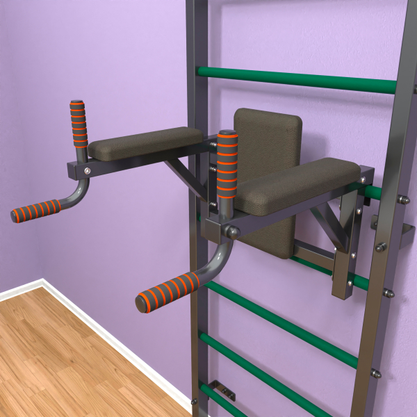 Шведская стенка «LittleSport» ПУ 2.0 Графит зеленые ступени