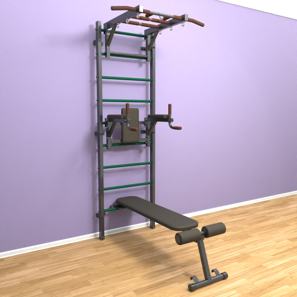 Шведская стенка «LittleSport» Л 3.0 Графит зеленые ступени