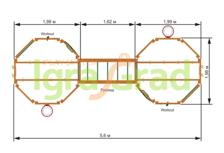 картинка Детский спортивный комплекс "WorkOut Double" от магазина Лазалка