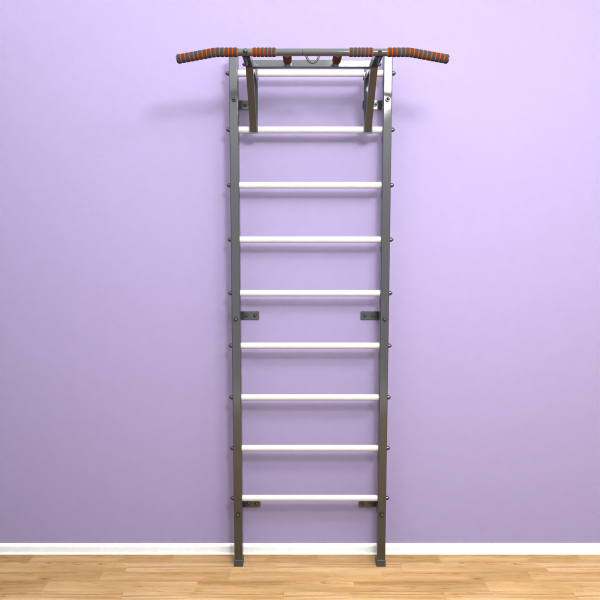 Шведская стенка «LittleSport» ПУ Графит белые ступени